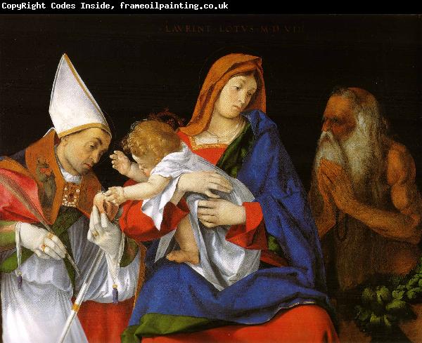Lorenzo Lotto Madonna with Child between Sts Flavian and Onuphrius
